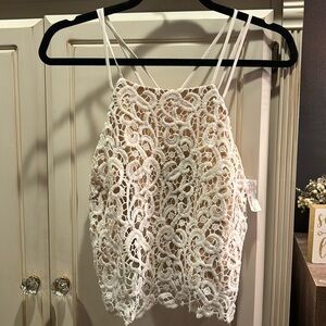 DO+BE Lace Halter Top with Zipper